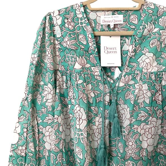 DESERT QUEEN Floral Tassel Boho Blouse NWT 36/S‎ (US 4) - Picture 4 of 5